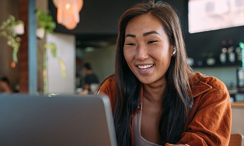 a woman on a computer